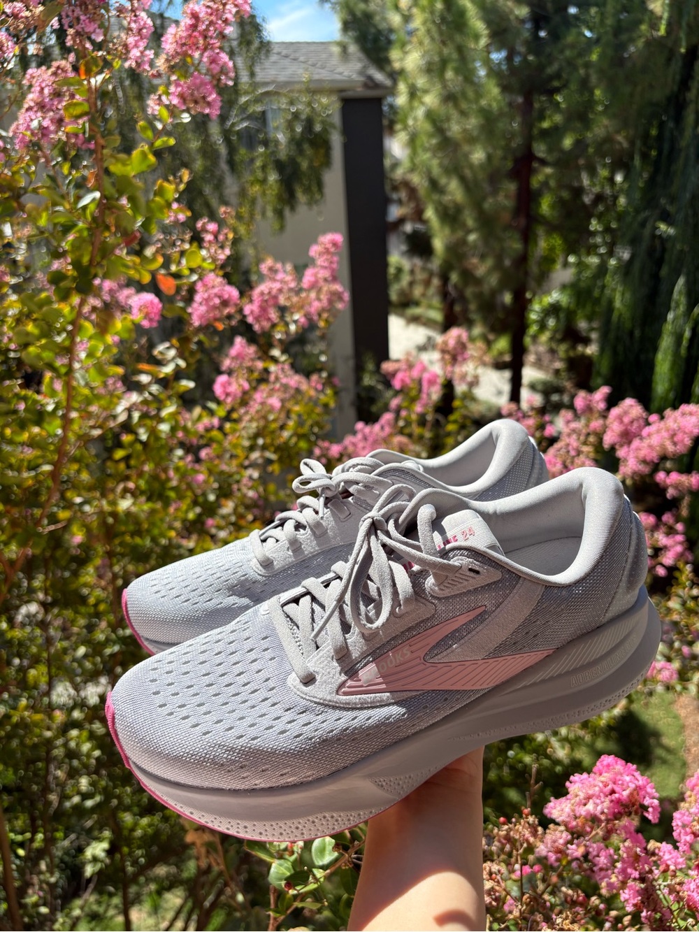 Brooks Women's Light Gray and Pink Running Shoes